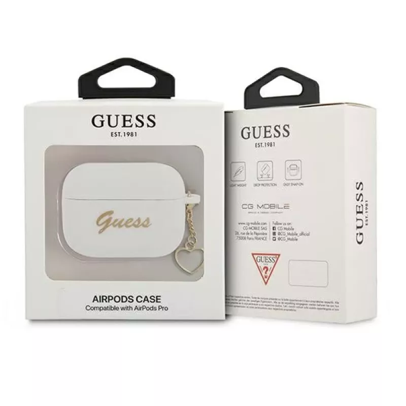 Funda Guess GUAPLSCHSH para AirPods Pro Blanca Silicona Charm Heart Collection