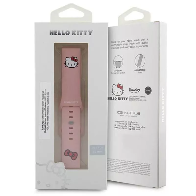 Correa universal de silicona Hello Kitty 22mm Rosa con diseño de cabeza de Kitty