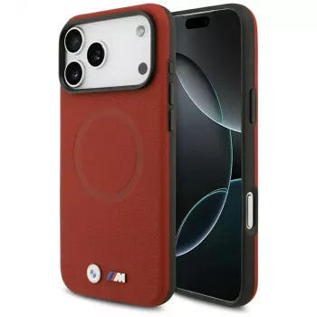 Funda MagSafe BMW M FW Metal Logo para iPhone 17 Pro Max, Rojo