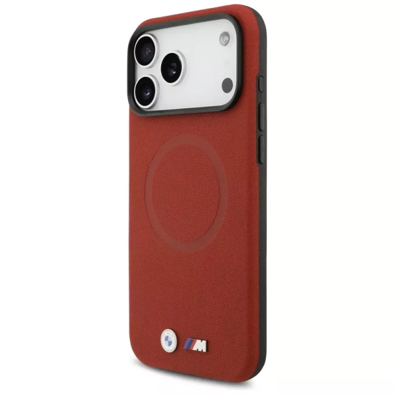 Funda MagSafe BMW M FW Metal Logo para iPhone 17 Pro Max, Rojo