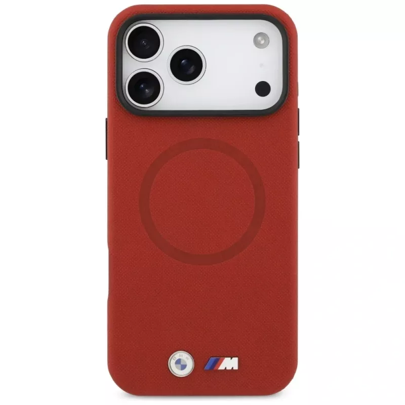 Funda MagSafe BMW M FW Metal Logo para iPhone 17 Pro Max, Rojo