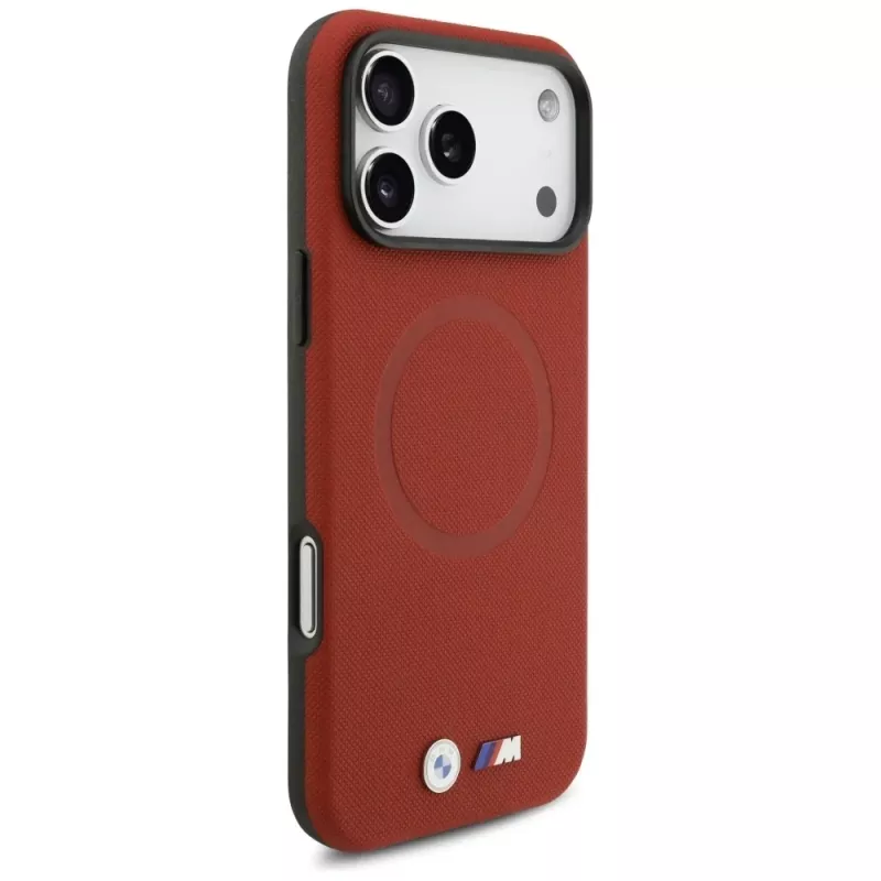 Funda MagSafe BMW M FW Metal Logo para iPhone 17 Pro Max, Rojo