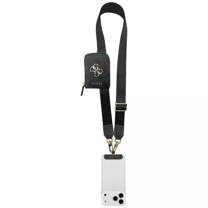 Correa universal cruzada para móvil con bolsito GUESS 4G Metal Logo Negro