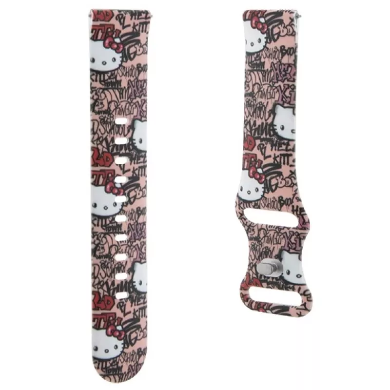Correa universal de silicona Hello Kitty con estampado de etiquetas graffiti, Rosa, 20 mm
