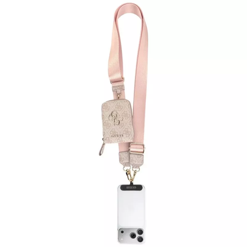 Correa universal cruzada para móvil con bolsito GUESS 4G Metal Logo - Rosa
