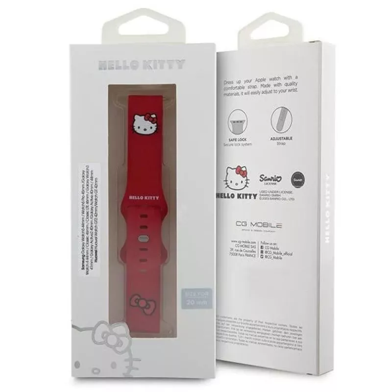 Correa universal de silicona Hello Kitty HKUWMSCHBLR Cabeza de Kitty Roja 20mm