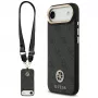 Funda MagSafe GUESS 4G Strass Logo para iPhone Air con botones metálicos y correa de muñeca - Negra