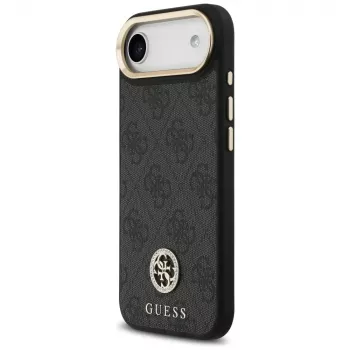 Funda MagSafe GUESS 4G Strass Logo para iPhone Air con botones metálicos y correa de muñeca - Negra