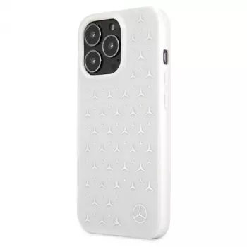 Mercedes-Benz MEHCP13LESPWH Funda rígida para iPhone 13 Pro / 13 con estampado de estrellas plateadas Blanca
