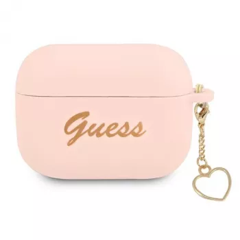 Funda GUESS para AirPods Pro Rosa Silicona Charm Heart Collection