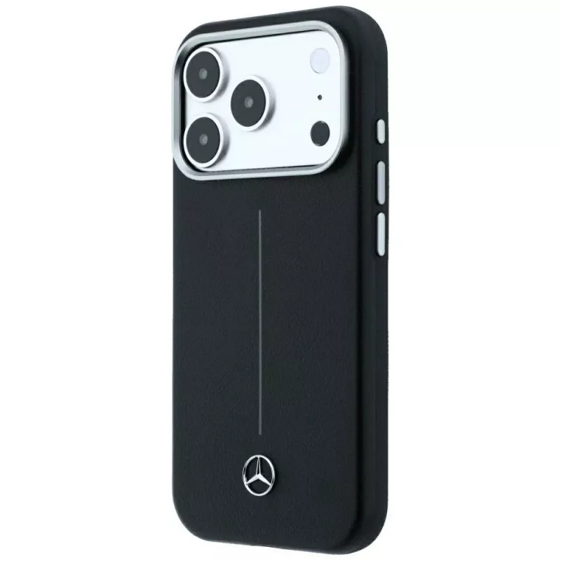 Funda MagSafe Mercedes piel Semi Wrap Iconic Line para iPhone 18 Pro Max / 17 Pro Max - negra