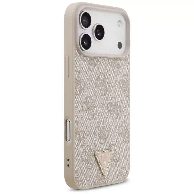 Funda MagSafe GUESS piel 4G Triangle Strass para iPhone 18 Pro Max / 17 Pro Max - rosa