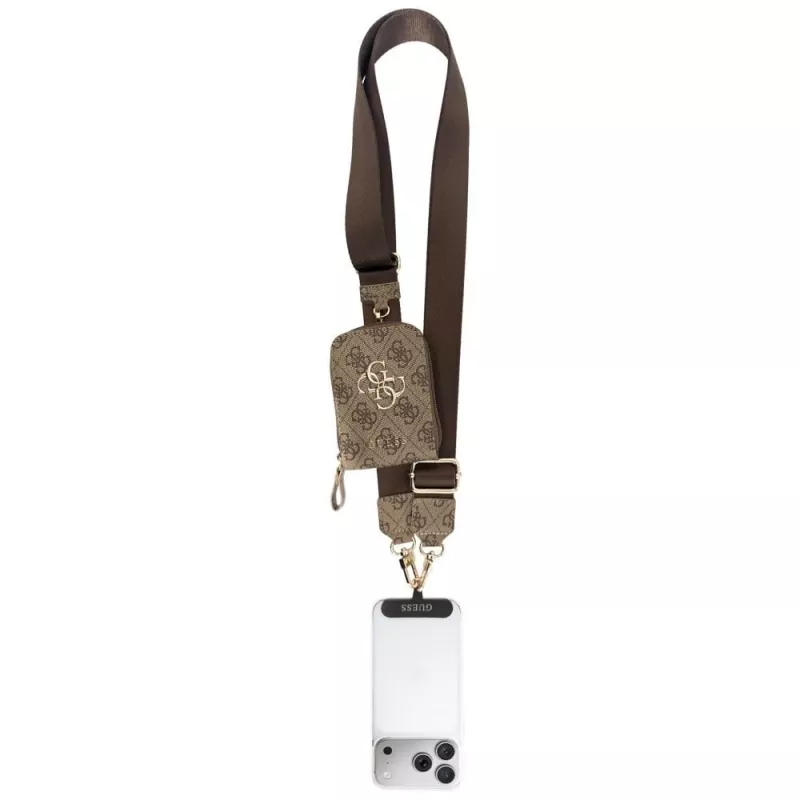 Correa cruzada universal Guess 4G Metal Logo con monedero pequeño - marrón