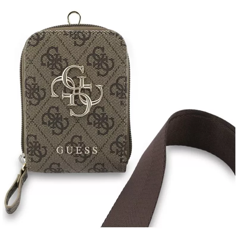 Correa cruzada universal Guess 4G Metal Logo con monedero pequeño - marrón