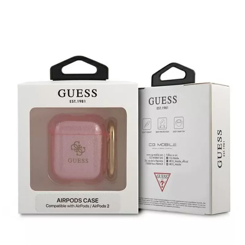 Funda protectora GUESS Glitter Collection para Apple AirPods 1/2 - rosa