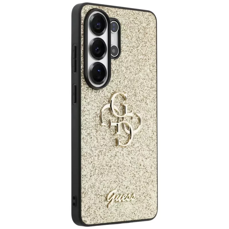Funda GUESS Fixed Glitter Big 4G Metal Logo para Samsung Galaxy S26 Ultra - dorada