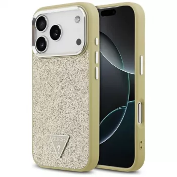 Funda MagSafe GUESS Glitter Triangle Logo para iPhone 17 Pro - dorada