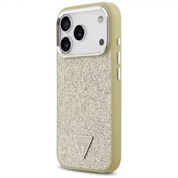 Funda MagSafe GUESS Glitter Triangle Logo para iPhone 17 Pro - dorada