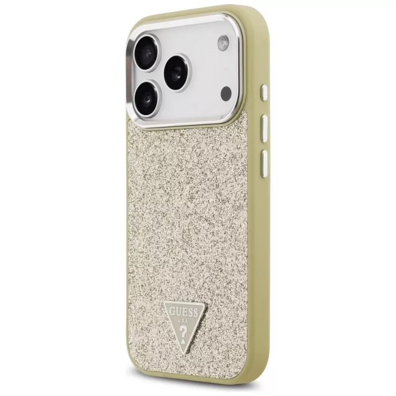 Funda MagSafe GUESS Glitter Triangle Logo para iPhone 17 Pro - dorada