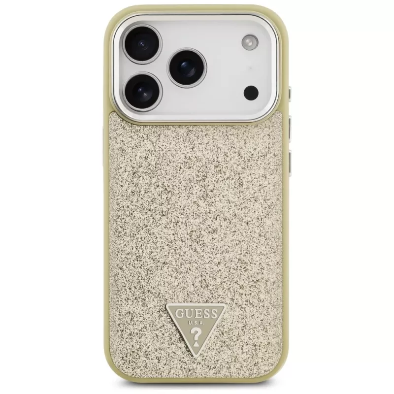 Funda MagSafe GUESS Glitter Triangle Logo para iPhone 17 Pro - dorada