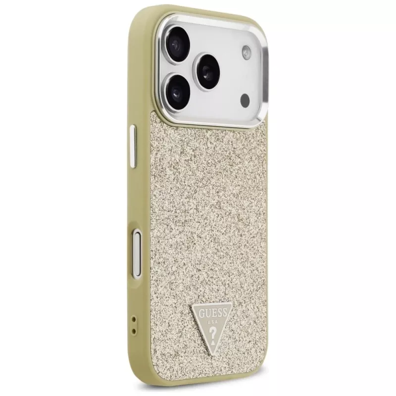 Funda MagSafe GUESS Glitter Triangle Logo para iPhone 17 Pro - dorada