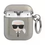 Funda Karl Lagerfeld KLA2UKHGK para AirPods 1/2 negra brillante cabeza de Karl