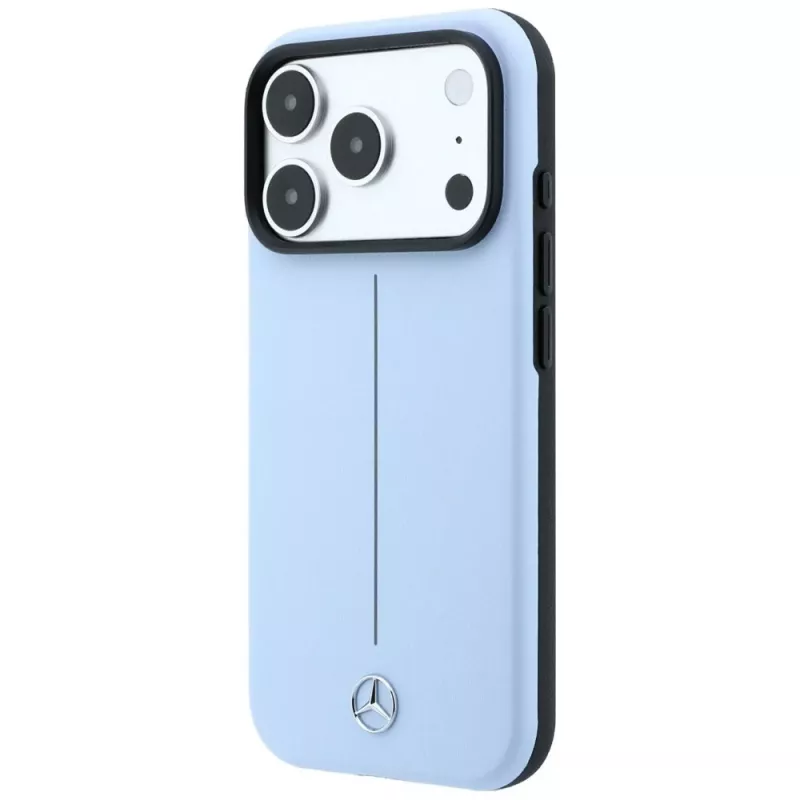 Funda MagSafe Mercedes piel Semi Wrap Iconic Line para iPhone 18 Pro / 17 Pro - azul