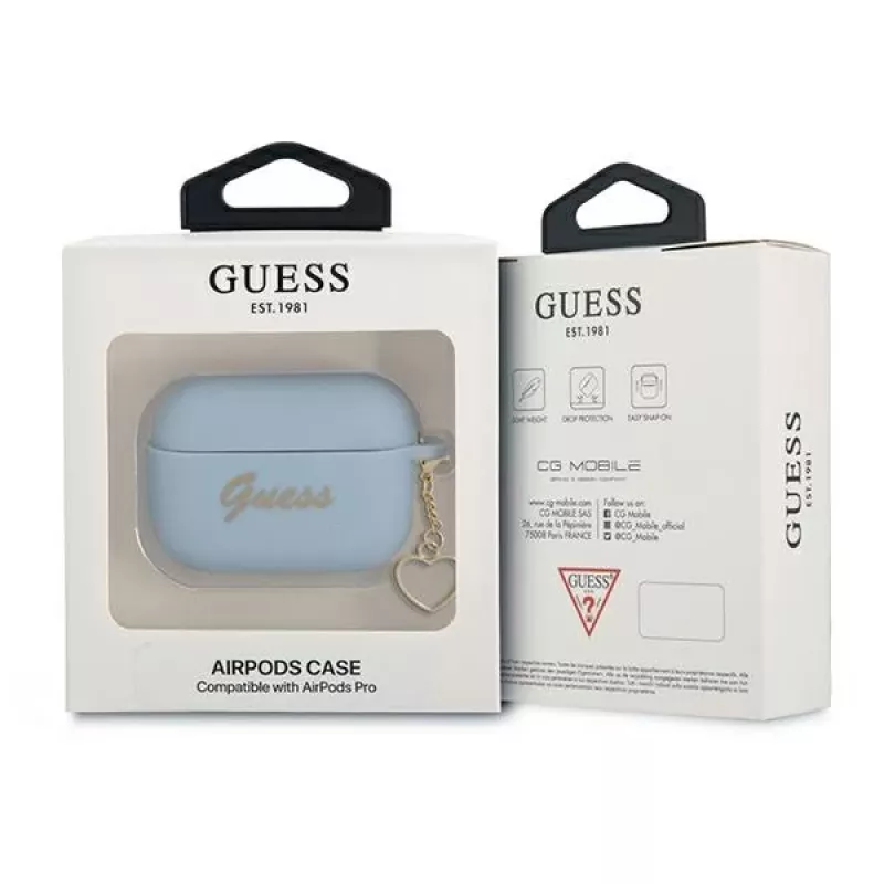 Funda Guess GUAPLSCHSB para AirPods Pro azul silicona Charm Heart Collection