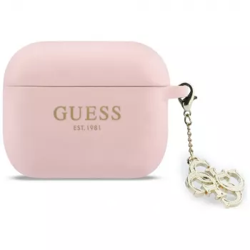 GUESS Funda de silicona 4G Charm para AirPods Pro 3, Rosa
