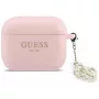 GUESS Funda de silicona 4G Charm para AirPods Pro 3, Rosa