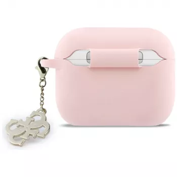 GUESS Funda de silicona 4G Charm para AirPods Pro 3, Rosa