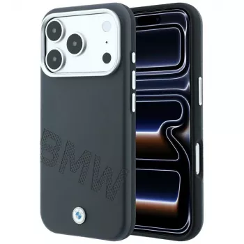 Funda MagSafe BMW Sign Inclined Deboss Letters para iPhone 18 Pro / 17 Pro - gris