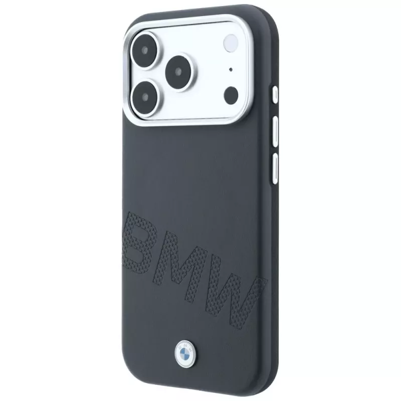 Funda MagSafe BMW Sign Inclined Deboss Letters para iPhone 18 Pro / 17 Pro - gris