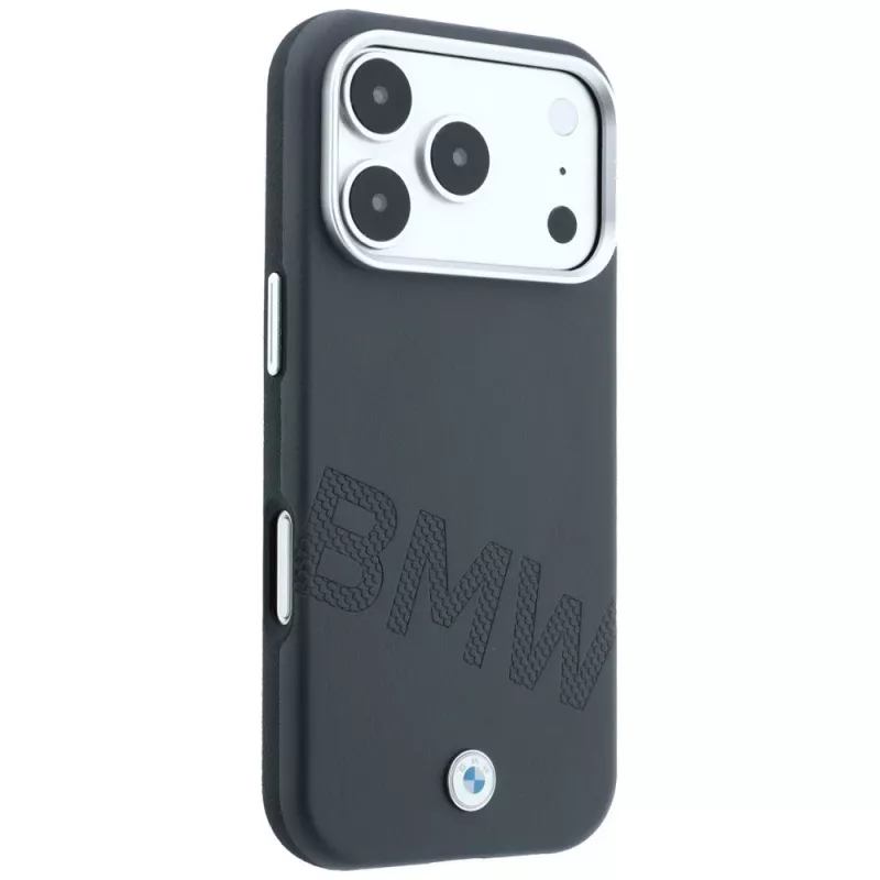 Funda MagSafe BMW Sign Inclined Deboss Letters para iPhone 18 Pro / 17 Pro - gris