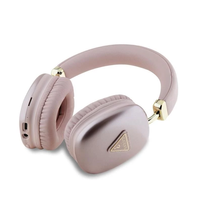 Auriculares on-ear GUESS Bluetooth V5.3 con logo triangular metálico rosa
