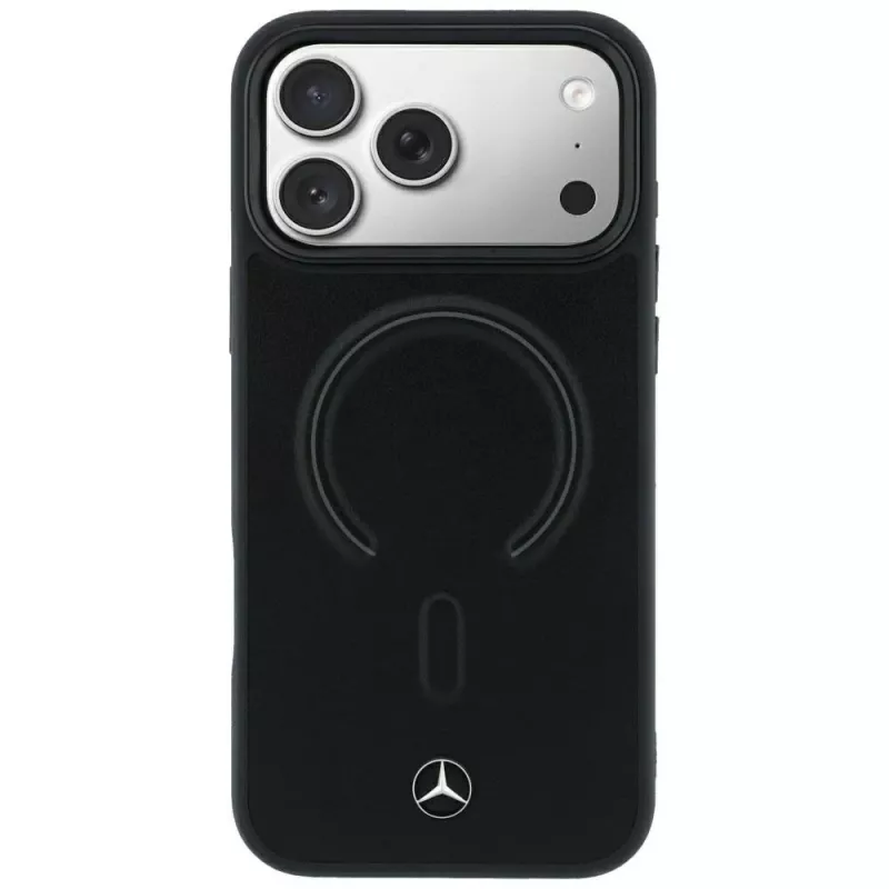 Funda MagSafe Mercedes-Benz de piel auténtica para iPhone 18 Pro / 17 Pro, Negro