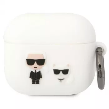 Funda Karl Lagerfeld KLACA3SILKCW para AirPods 3, silicona, blanco, Karl & Choupette