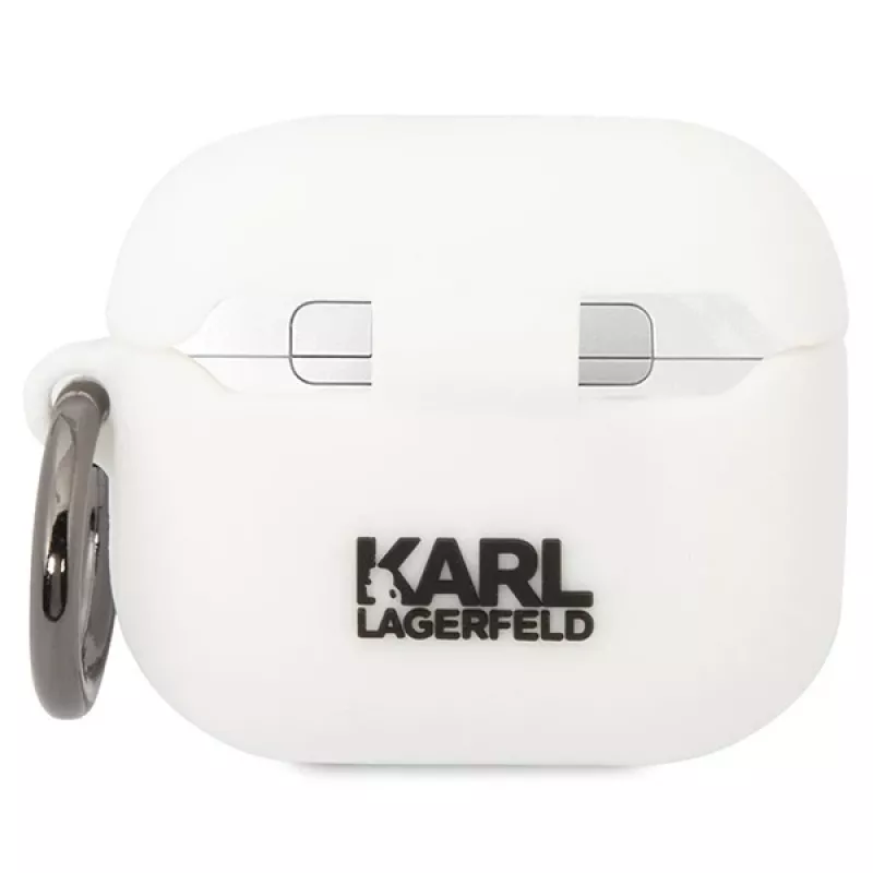 Funda Karl Lagerfeld KLACA3SILKCW para AirPods 3, silicona, blanco, Karl & Choupette