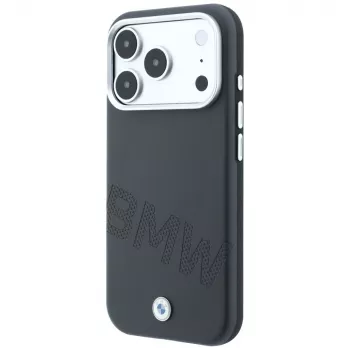 Funda MagSafe BMW Sign Inclined Deboss Letters para iPhone 18 Pro Max / 17 Pro Max - Gris