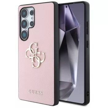 Funda GUESS Grained Big 4G Logo Small Classic Logo para Samsung Galaxy S25 Ultra - Rosa