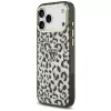 Funda MagSafe GUESS IML Leopard Glitter Triangle Logo para iPhone 18 Pro Max / 17 Pro Max - Negro