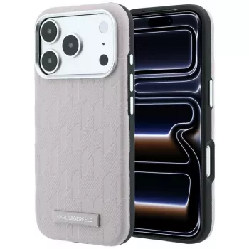 Funda MagSafe Karl Lagerfeld Grained Mono Resin Logo para iPhone 18 Pro Max / 17 Pro Max - Rosa