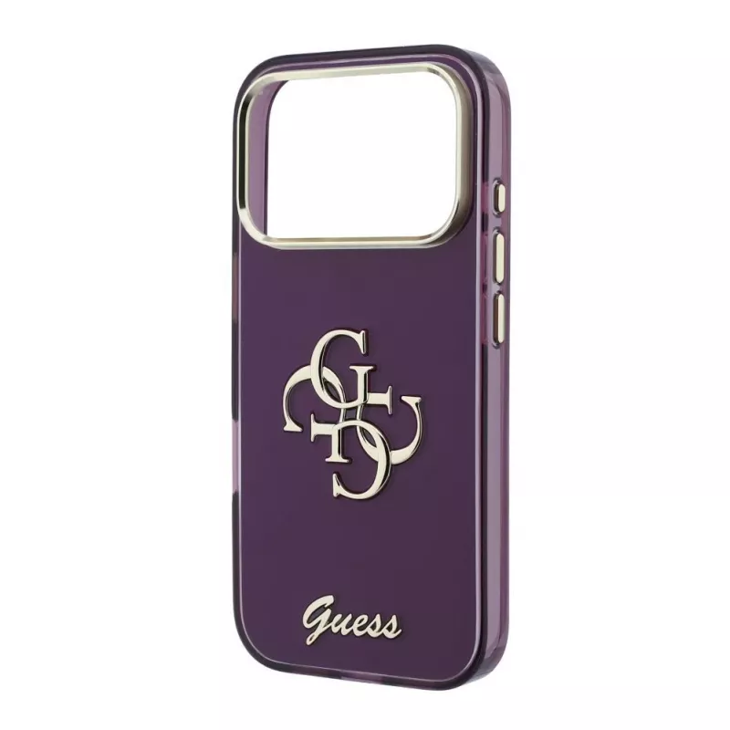 Funda protectora trasera GUESS 4G Script Metal para Apple iPhone 18 Pro / 17 Pro - Borgoña