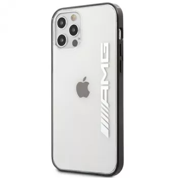 AMG AMHCP12LAESLBK Carcasa rígida transparente para iPhone 12 Pro Max con marco negro lacado metalizado