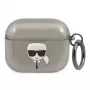 Karl Lagerfeld KLA3UKHGK Funda para AirPods 3 Negra Brillo Cabeza de Karl