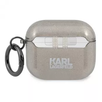 Karl Lagerfeld KLA3UKHGK Funda para AirPods 3 Negra Brillo Cabeza de Karl