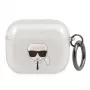 Karl Lagerfeld KLA3UKHGS Funda para AirPods 3 Plata Brillo Cabeza de Karl