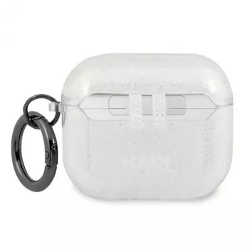 Karl Lagerfeld KLA3UKHGS Funda para AirPods 3 Plata Brillo Cabeza de Karl