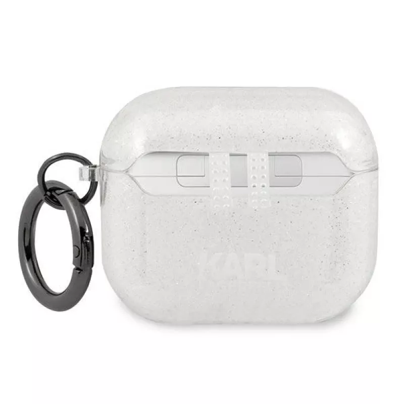 Karl Lagerfeld KLA3UKHGS Funda para AirPods 3 Plata Brillo Cabeza de Karl