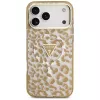 GUESS Funda MagSafe IML Leopard Glitter Triangle Logo para iPhone 18 Pro Max / 17 Pro Max - Marrón